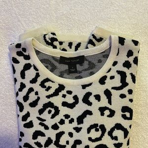 Long sleeve thick white, and black cheetah print sweater